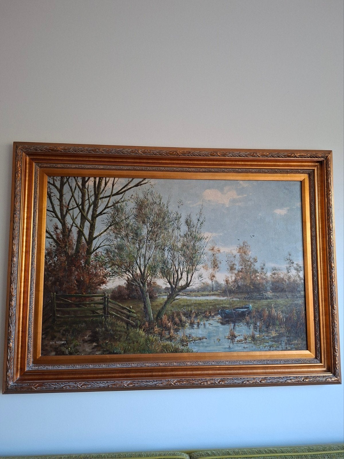 Sfeervol Hollands Landschap Gien Brouwer top lijst!, Ophalen, Doek, Realistisch, Landschap