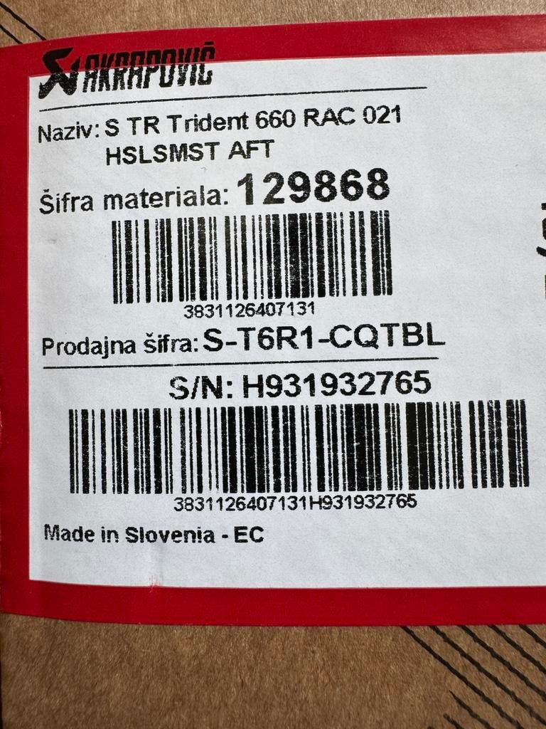Nieuw Akrapovic uitlaat S-T6R1-CQTBL TRIUMPH TRIDENT 660, Ophalen, Nieuw
