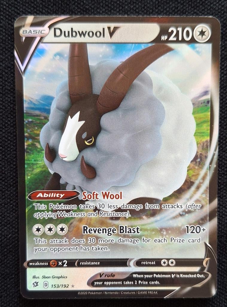 Pokémon Dubwool V 153/192 Rebel Clash, Ophalen of Verzenden, Zo goed als nieuw, Losse kaart, Foil