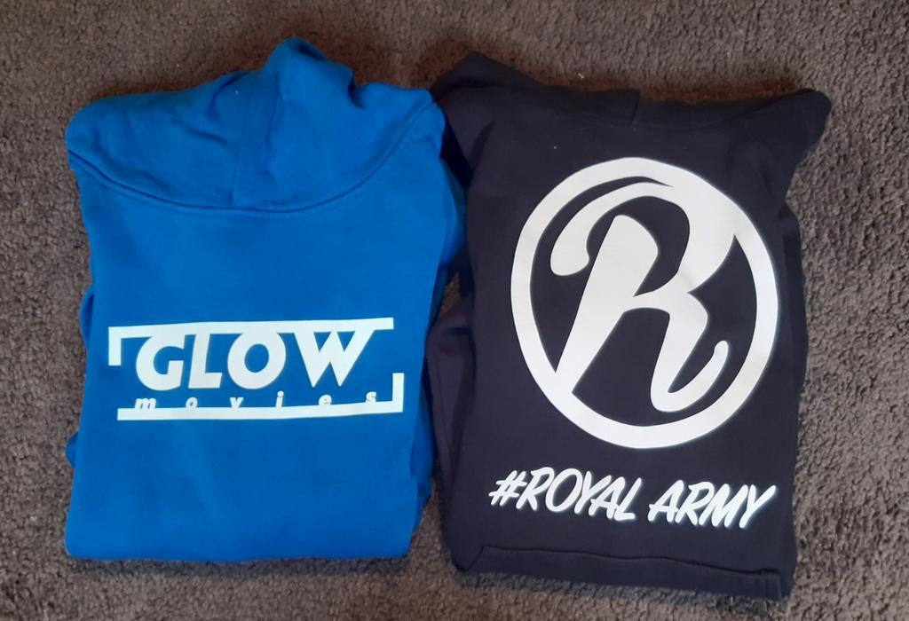 Hoodies Glow en Royal Army -  12-14 jr, Kinderen en Baby's, Kinderkleding | Maat 152, Gebruikt, Jongen, Trui of Vest, Ophalen of Verzenden