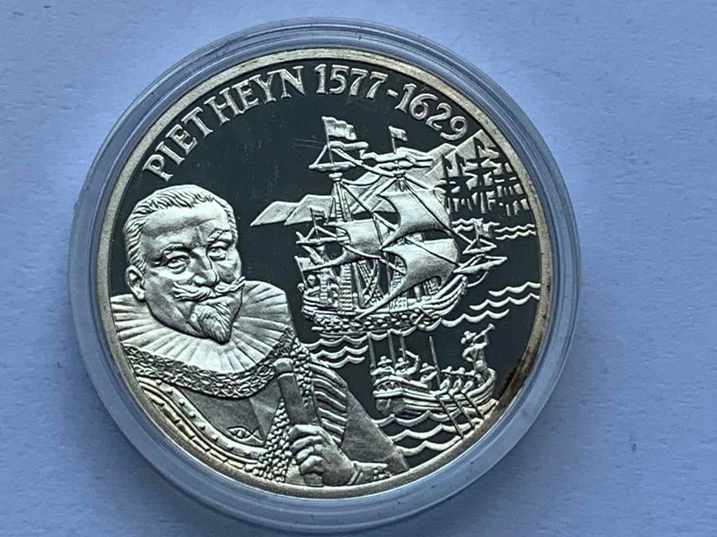 Piet Heyn zilveren munt 1577-1629, Postzegels en Munten, Ophalen of Verzenden, Overige landen