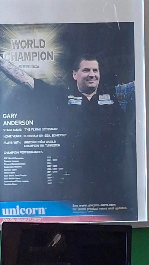 Gary Anderson Dartbord Poster - World Champion Series, Ophalen of Verzenden, Gebruikt, Overige typen