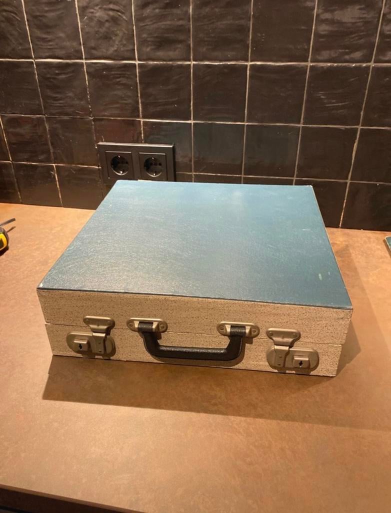 Vintage LP Koffer met Harmonica Opslag, Sieraden, Tassen en Uiterlijk, Koffers, Ophalen of Verzenden, Gebruikt, Hard kunststof