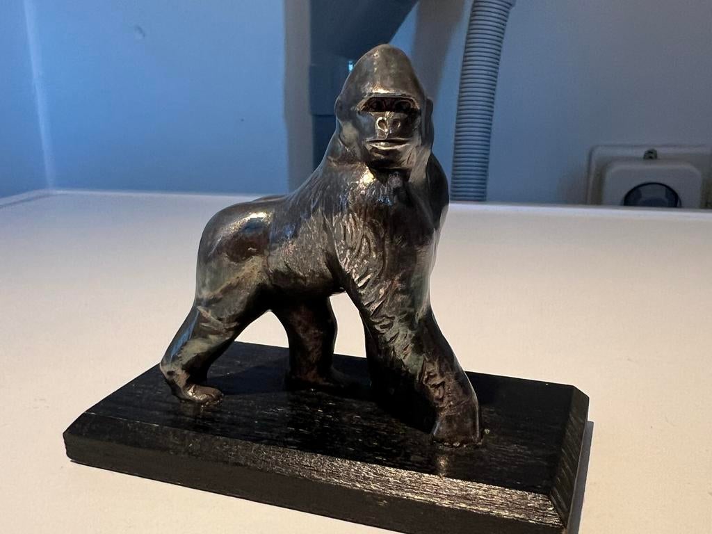 WWF Laaglandgorilla nr. 20 verzilverd tinnen beeld, Ophalen of Verzenden