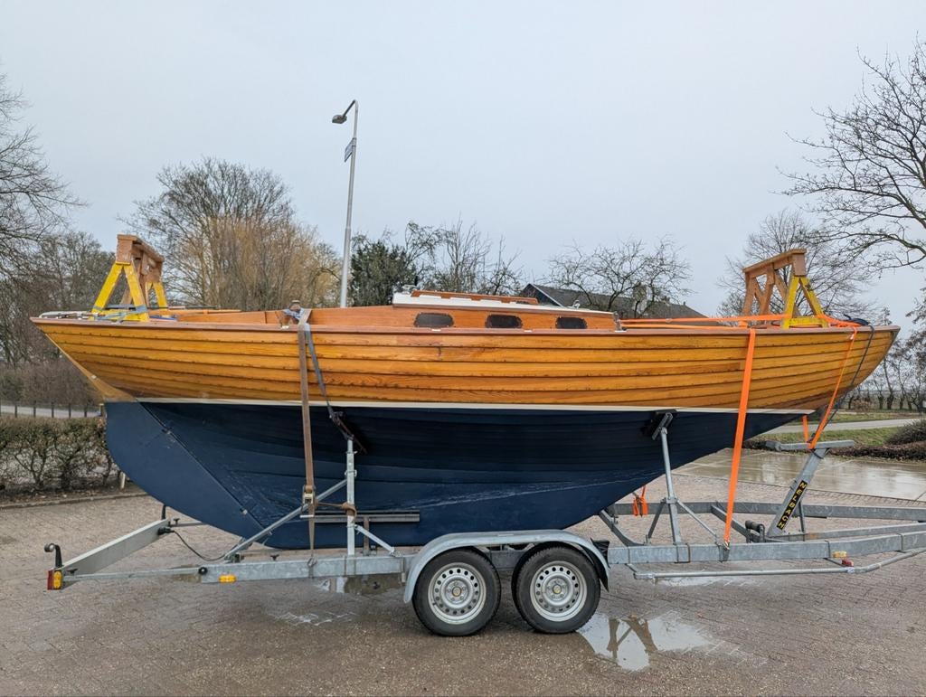 Noordse Folkboot zeilboot (ca 1960), Watersport en Boten, Ophalen, Gebruikt, Hout, Benzine