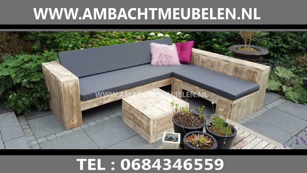 STOERE Steigerhouten Hoekbanken LOUNGEBANKEN Tuinbank ACTIE, Tuin en Terras, Ophalen, Nieuw, Steigerhout