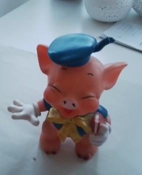 Vintage Disney biggetje van de drie biggen., Verzamelen, Ophalen of Verzenden, Donald Duck, Gebruikt, Beeldje of Figuurtje