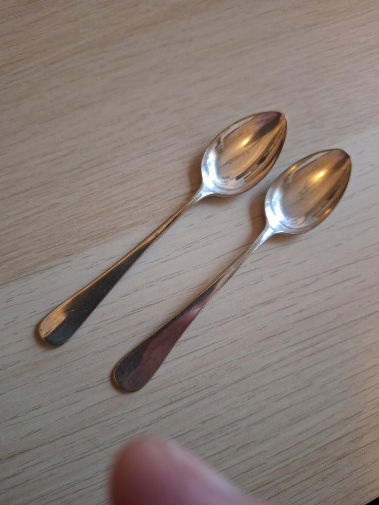 Vintage Alpaca Mokkalepels - Nikkelzilver, 1950, Antiek en Kunst, Antiek | Bestek, Ophalen of Verzenden