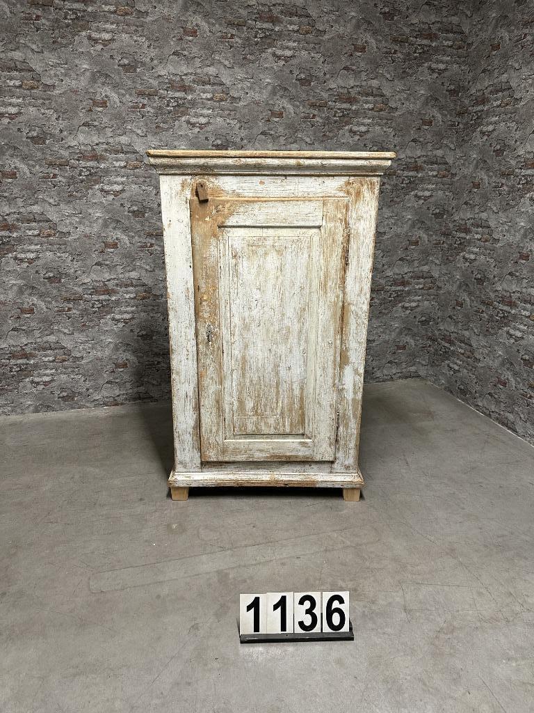 Witte 1 deurs shabby chique kast nr.1136, Info@antiekgroothandel.com, Gebruikt, Ophalen of Verzenden, 7602RG