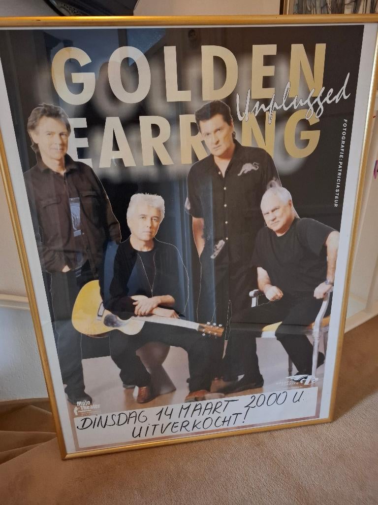 ingelijste aankondiging optreden Golden Earing, Ophalen, Zo goed als nieuw, Poster, Artwork of Schilderij