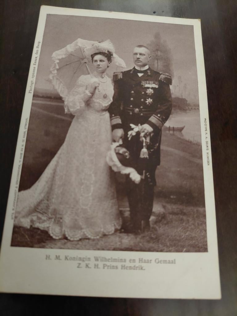 Koningin Wilhelmina en Prins Hendrik, Ophalen of Verzenden, Zo goed als nieuw, Nederland, Kaart, Foto of Prent