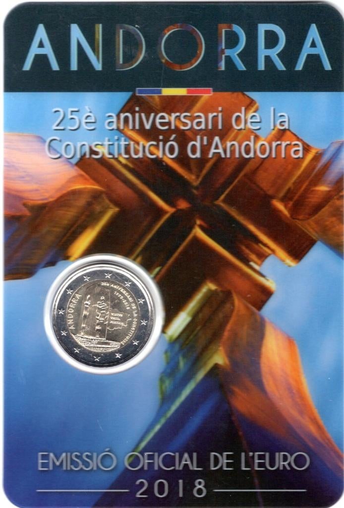 2 Euro Andorra 2018 in BU Blister - 35 jaar Grondwet, Verzenden, Overige landen, 2 euro, Losse munt