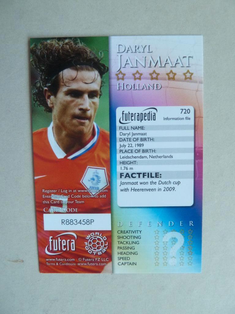 Futera card   Daryl.Janmaat. Holland  ex  Feyenoord, Ophalen of Verzenden, Zo goed als nieuw, Buitenlandse clubs, Poster, Plaatje of Sticker
