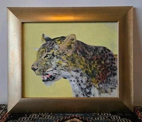 Expressief luipaard portret door Meta Landkroon, Ophalen of Verzenden