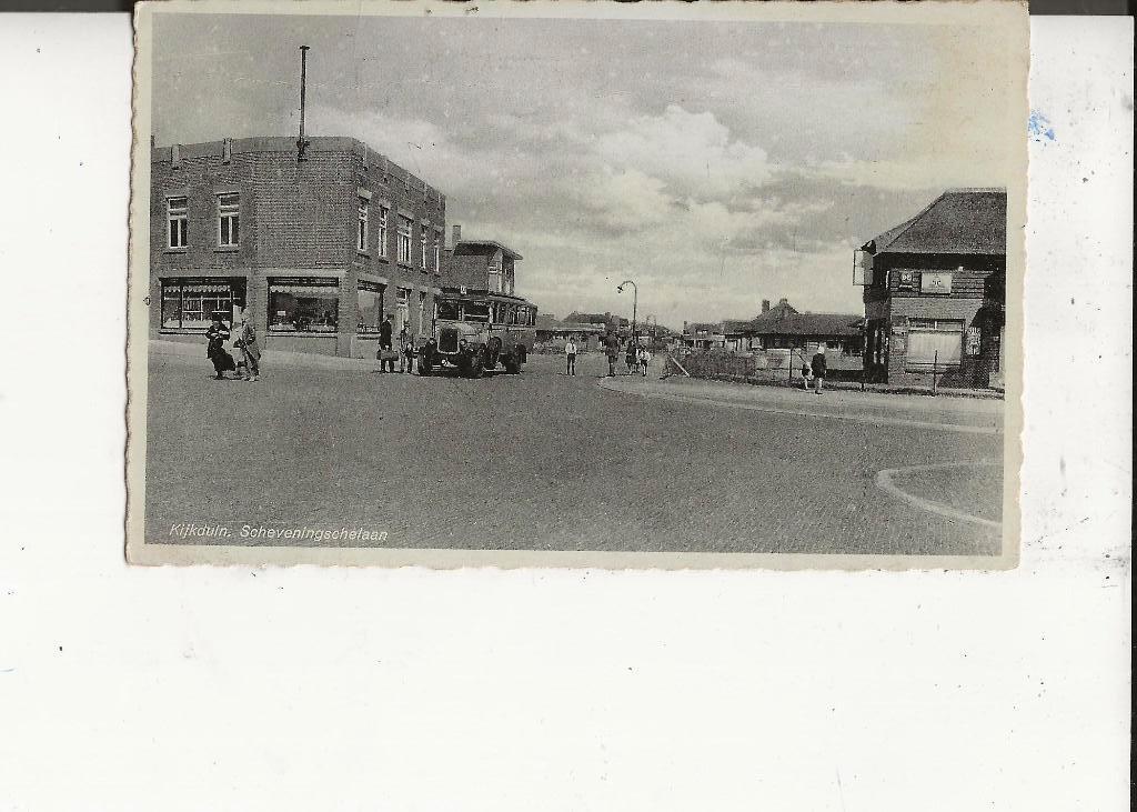 Kijkduin Scheveningschelaan met HTM bus M v/h A Klitzsch1949, Ophalen of Verzenden, 1940 tot 1960, Gelopen, Zuid-Holland