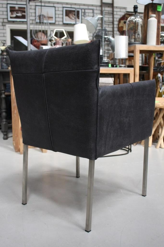 Luxe eetkamerstoel Forward Jess Design geschuurd leer zwart, Ophalen, Zwart, Zo goed als nieuw, Eén