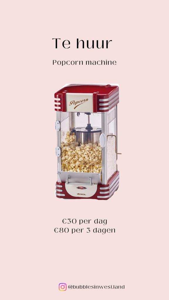 Popcorn Machine te huur (met service!), Hobby en Vrije tijd, Feestartikelen | Verhuur, Ophalen, Zo goed als nieuw