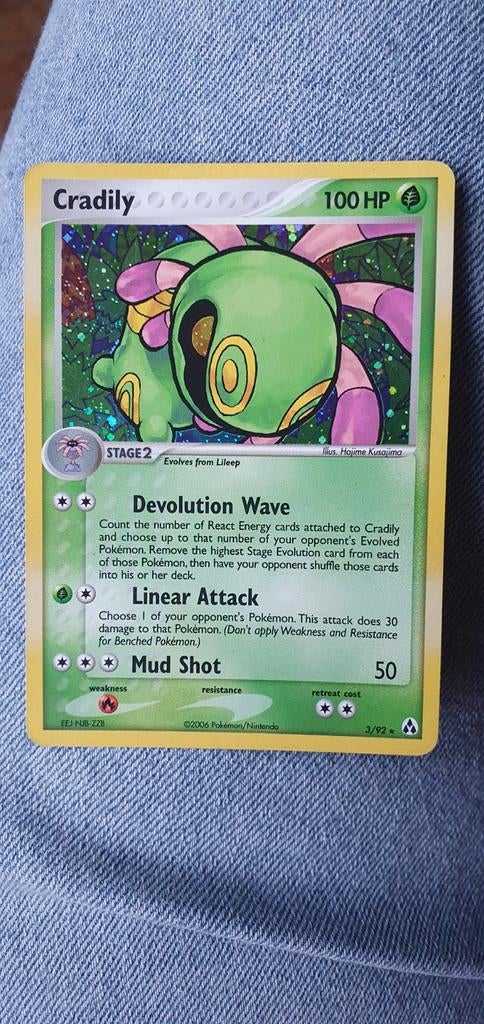 Cradily 3/92 holo pokemon kaart, Ophalen of Verzenden, Zo goed als nieuw