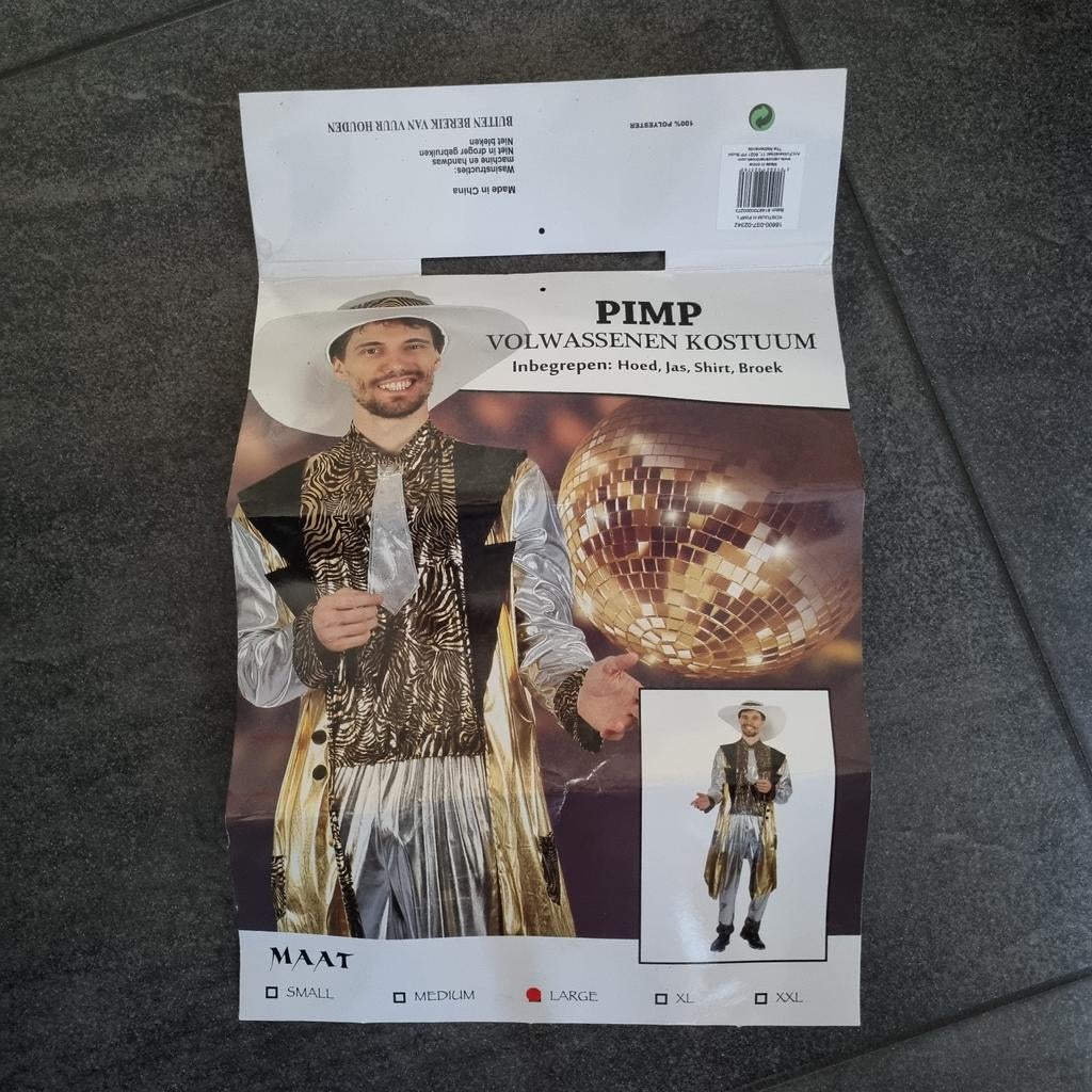 Carnavalskostuum Pimp Maat L, Ophalen, Carnaval, Maat 42/44 (L), Nieuw