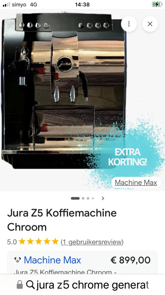 Jura z5 generation11 chrome, Witgoed en Apparatuur, Koffiezetapparaten, Gebruikt, 10 kopjes of meer, Koffiemachine, Afneembaar waterreservoir