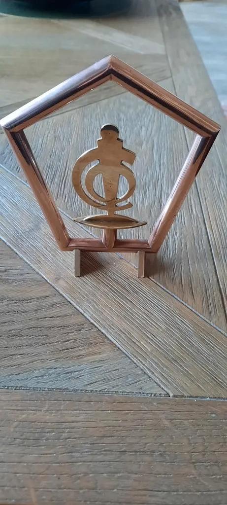 rood/geel koperen embleem/sculptuur, Antiek en Kunst, Antiek | Koper en Brons, Ophalen of Verzenden, Koper