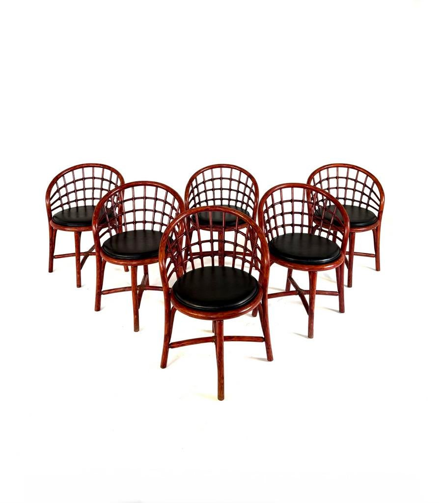 Set van 6 vintage manou eetkamerstoelen ‘60, Ophalen of Verzenden, Zo goed als nieuw, Overige materialen, Vijf, Zes of meer stoelen
