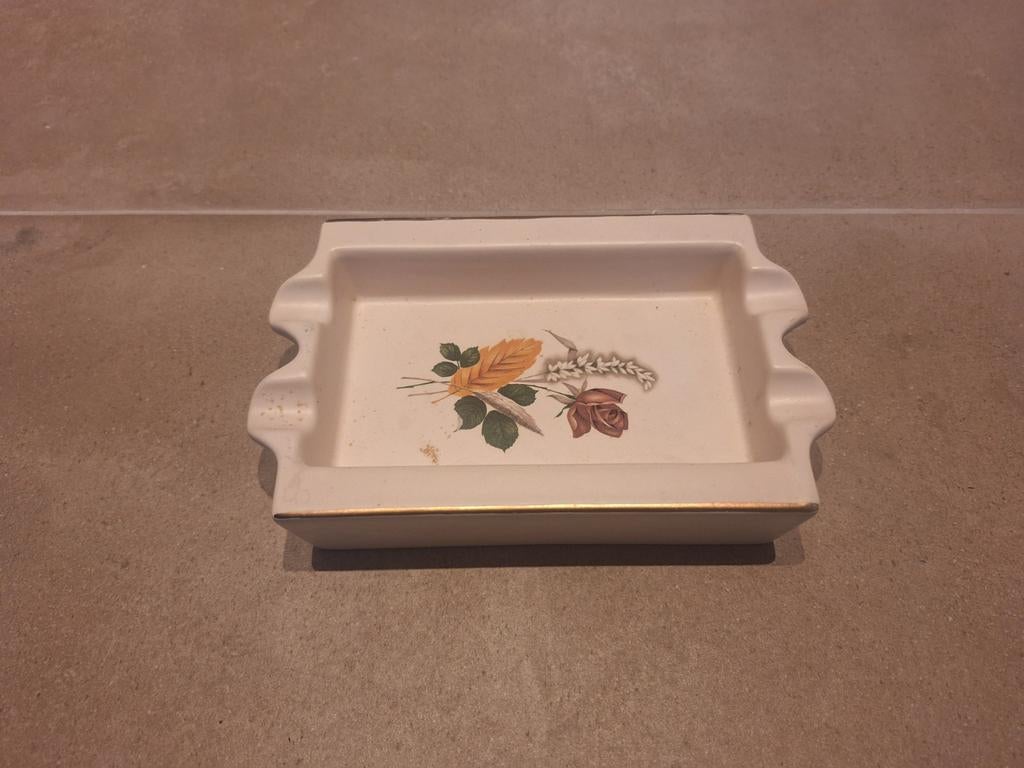 Vintage Asbak Marion Plateel Flora Puntgaaf, Ophalen of Verzenden