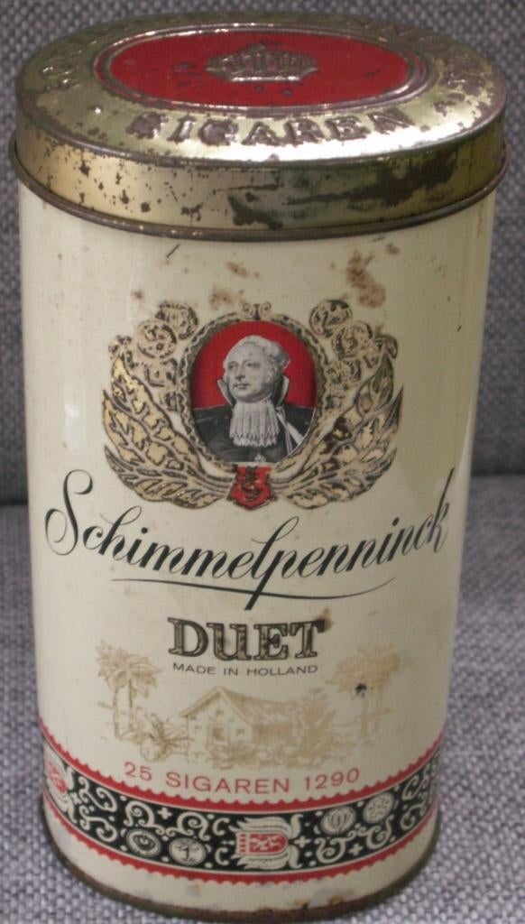 Vintage ovaal blik Schimmelpenninck Duet 25 sigaren, Verzamelen, Blikken, Ophalen of Verzenden, Gebruikt, Overige
