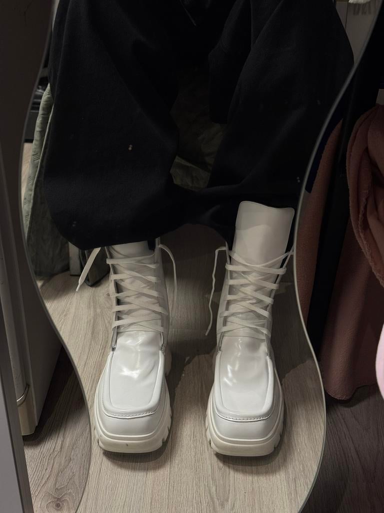 Jil Sander designer leren laarzen maat 45, Ophalen of Verzenden, Zo goed als nieuw, Wit, Boots