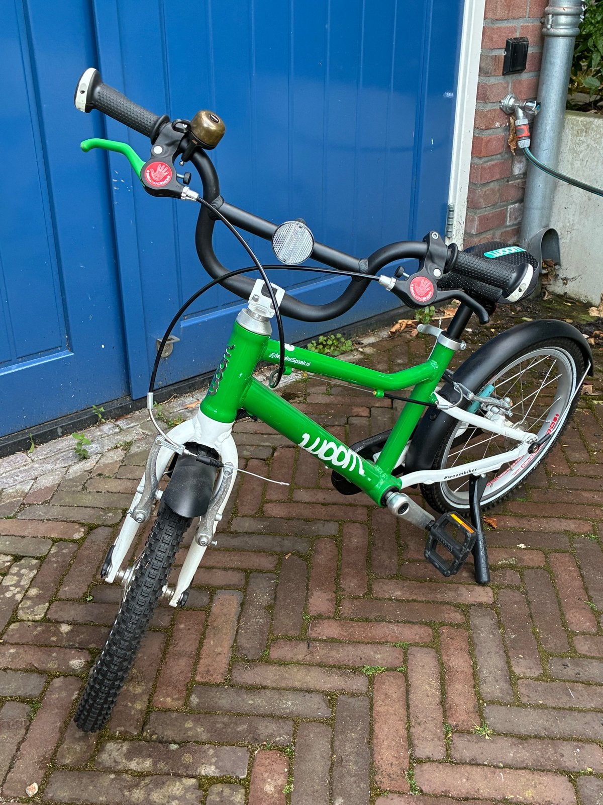 Woom kinderfiets 16 inch - Groen, Ophalen, Gebruikt, Velgrem, 16 tot 20 inch
