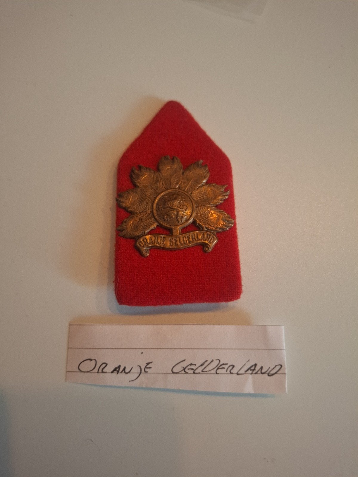 Militair embleem Oranje Gelderland, Ophalen of Verzenden, Landmacht, Nederland, Embleem of Badge