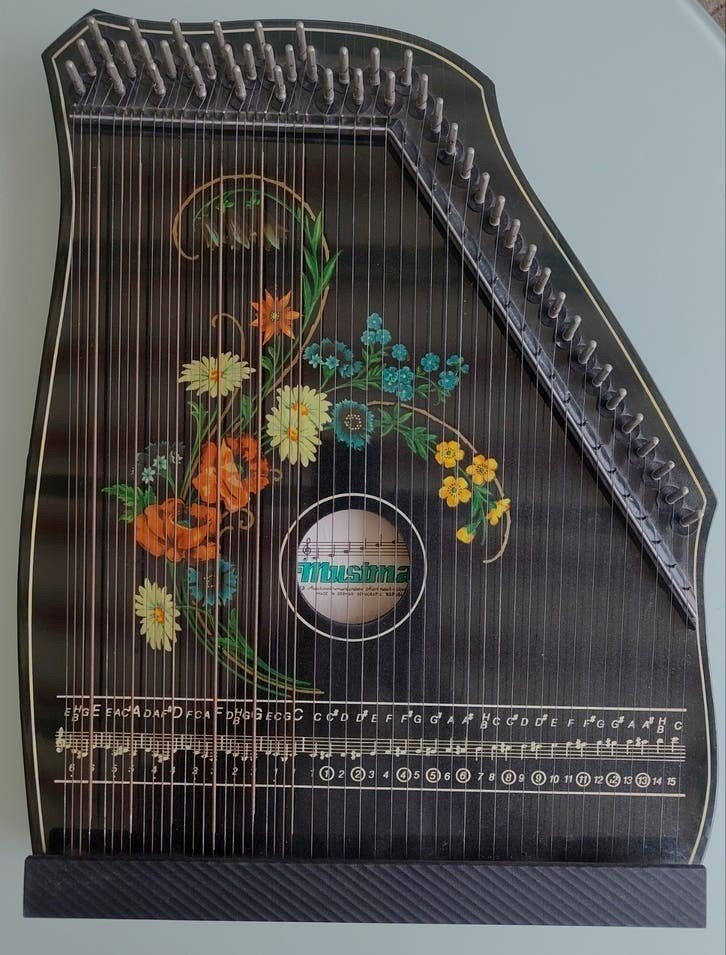Vintage Musima Akkoord Citer met bladmuziek en doos, Ophalen of Verzenden, Zo goed als nieuw, Citer