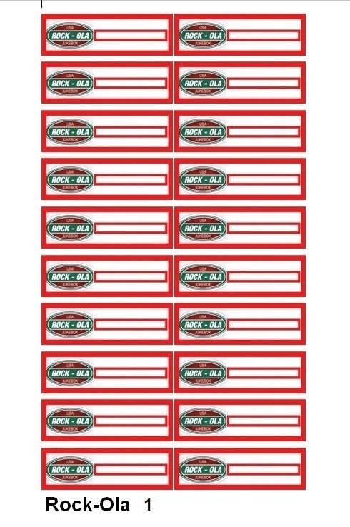 ROCK-OLA jukeboxen, logo titelkaartjes voor 45 rpm, Ophalen of Verzenden, Nieuw, 1950 tot 1960, Rock Ola