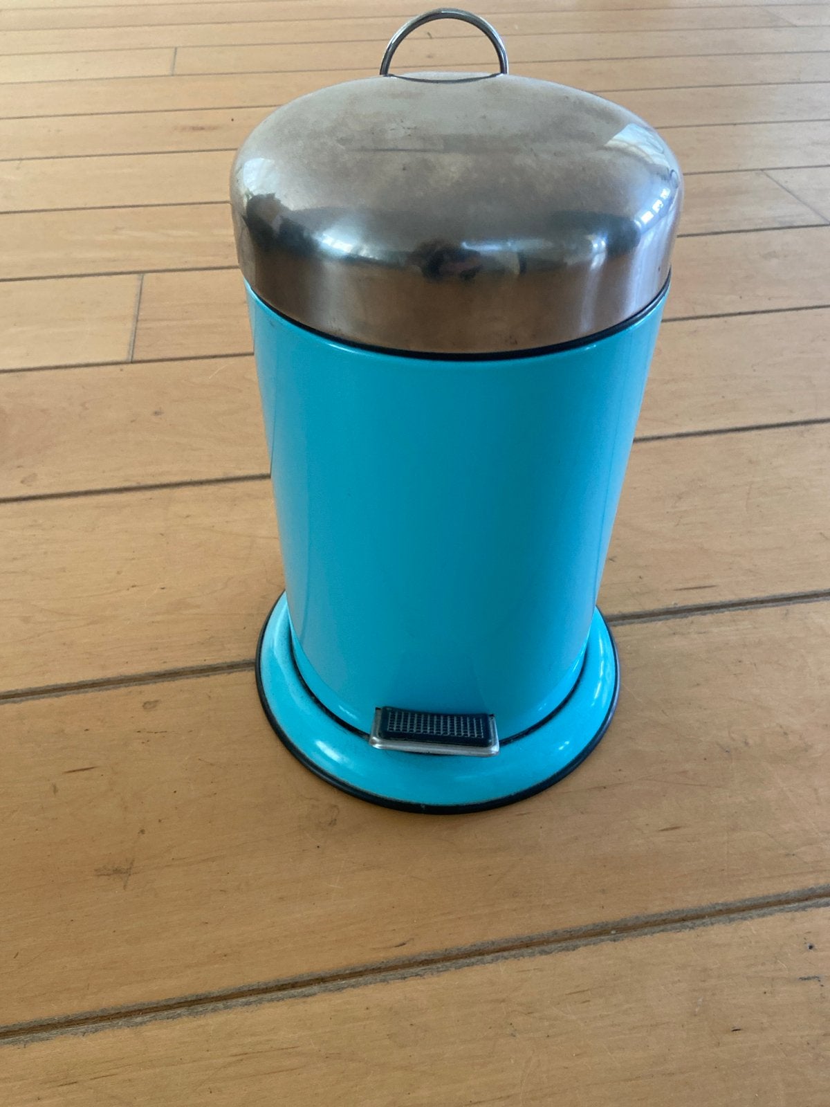 Blauwe pedaalemmer met metalen deksel, 50 – 75, Gebruikt, Met pedaal, Ophalen of Verzenden