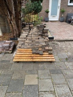 Gratis terrasstenen, Tuin en Terras, Ophalen, Gebruikt, Klinkers, 10 m² of meer