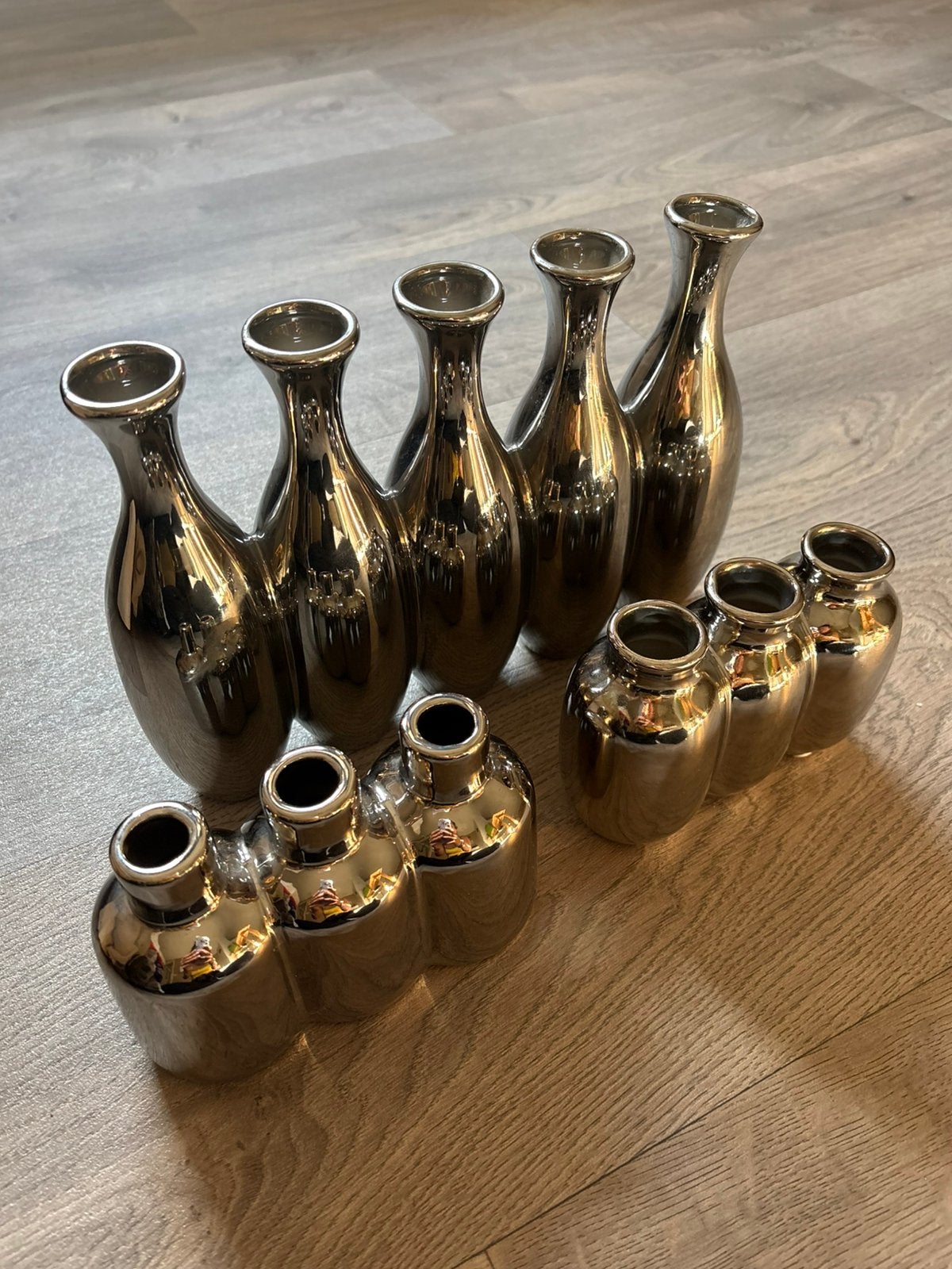 Bloemenvazen zilver/chrome, Verzenden, Zo goed als nieuw, Zilver, Metaal