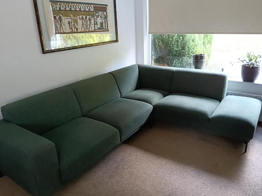 Hoekbank Umberto 2,5 sits met chaisse longue donkergroen, Ophalen, Gebruikt