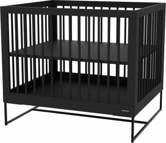 Kidssmill kinderbox - Zwart - incl. matras en boxkleed, Kinderen en Baby's, Boxen, Ophalen, Gebruikt, Rechthoekig, In hoogte verstelbaar