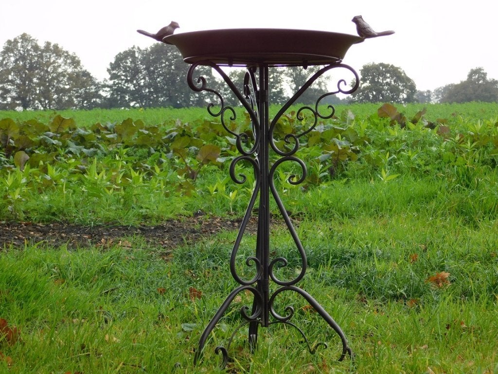 Vogelbad met Vogeltjes - 75 cm - Bruin, ., Nieuw, Ophalen of Verzenden, .