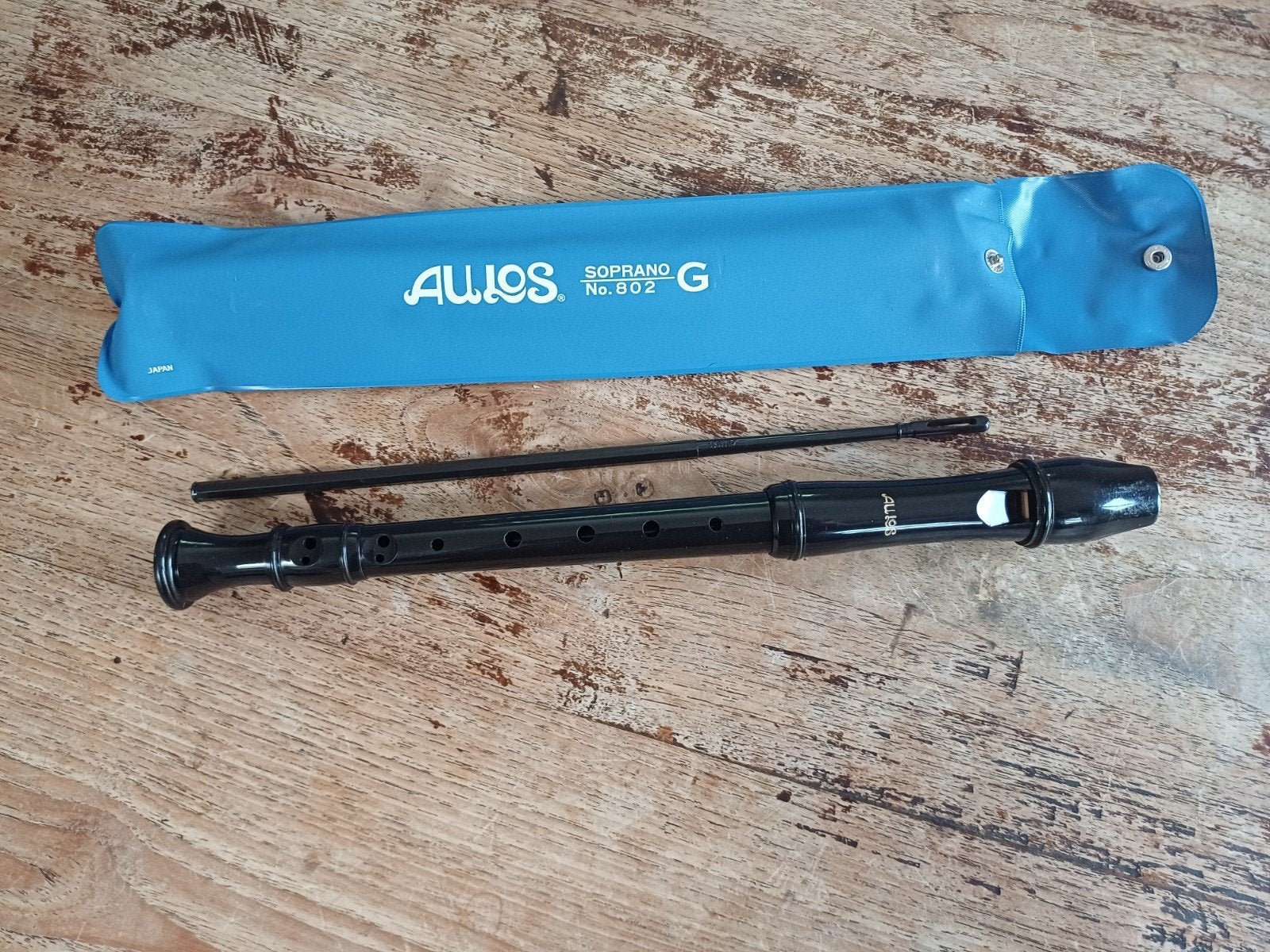Aulos blokfluit No. 802 G, Gebruikt, Met koffer, hoes of etui, Onbekend, Sopraan of Sopranino