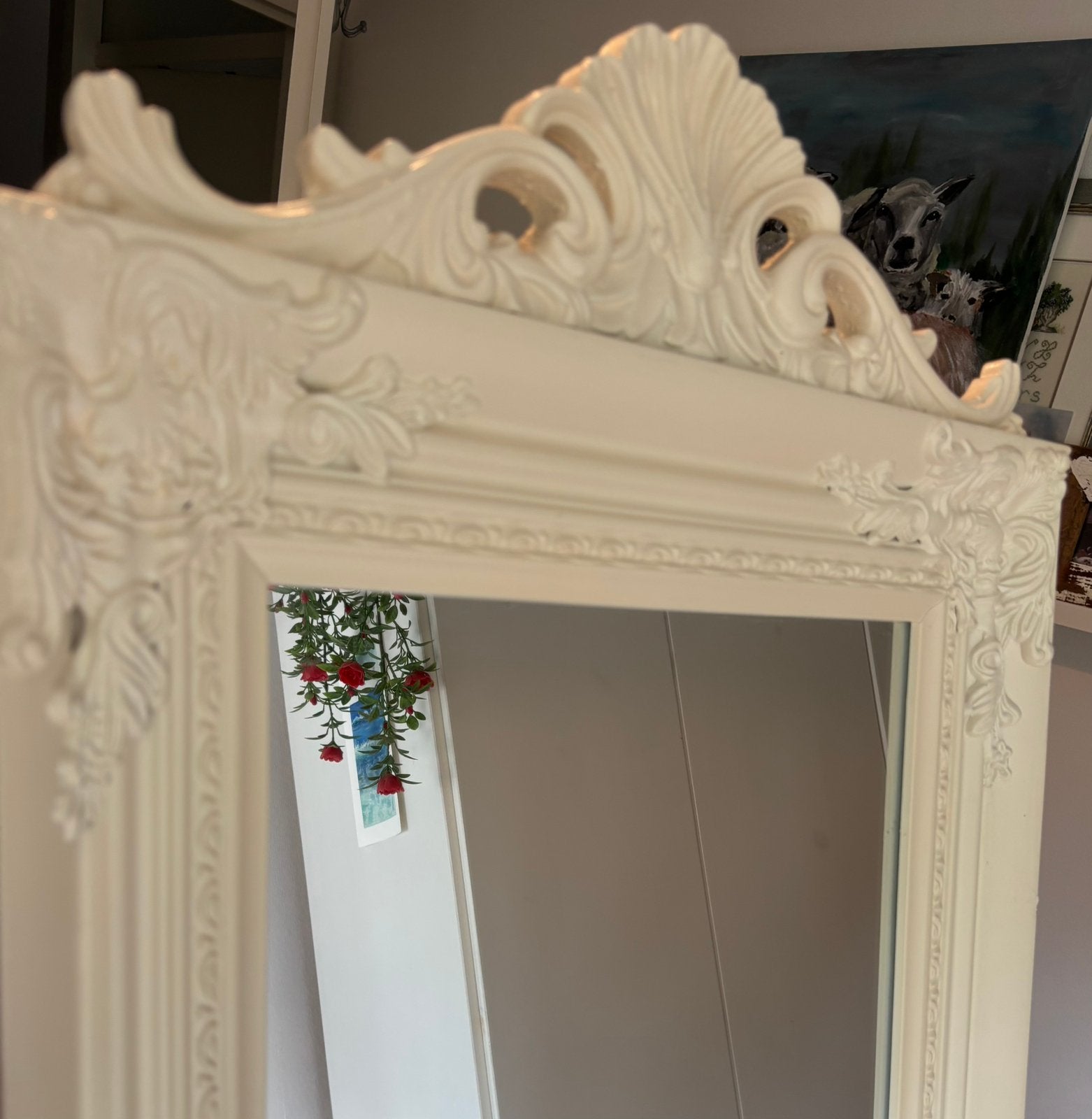 Mooie grote witte passpiegel 2m, Huis en Inrichting, Ophalen, Minder dan 50 cm, Gebruikt, 200 cm of meer