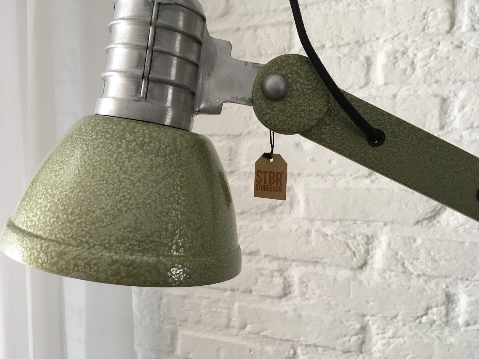 Vintage Industriële Bureaulamp - Groen Metaal, Ophalen of Verzenden, Zo goed als nieuw, Metaal