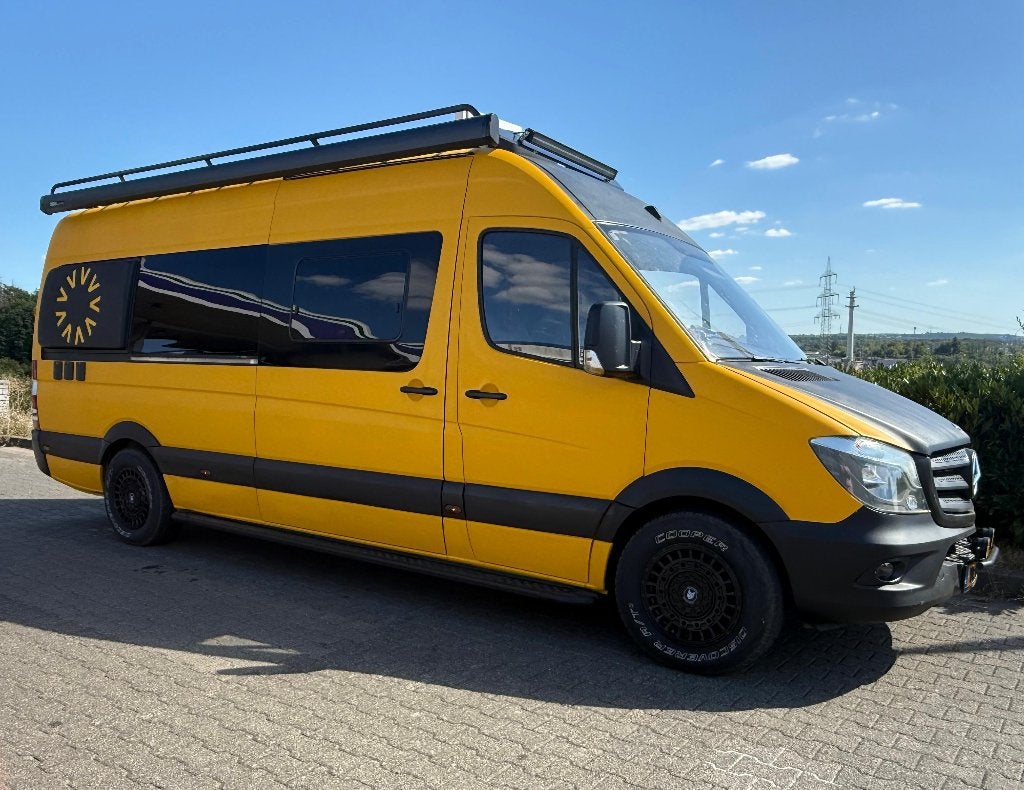 Mercede Sprinter 4p L3H2 automaat dakairco luifel roofrack, Caravans en Kamperen, Automaat, Chemisch toilet, Buscamper of Camperbus