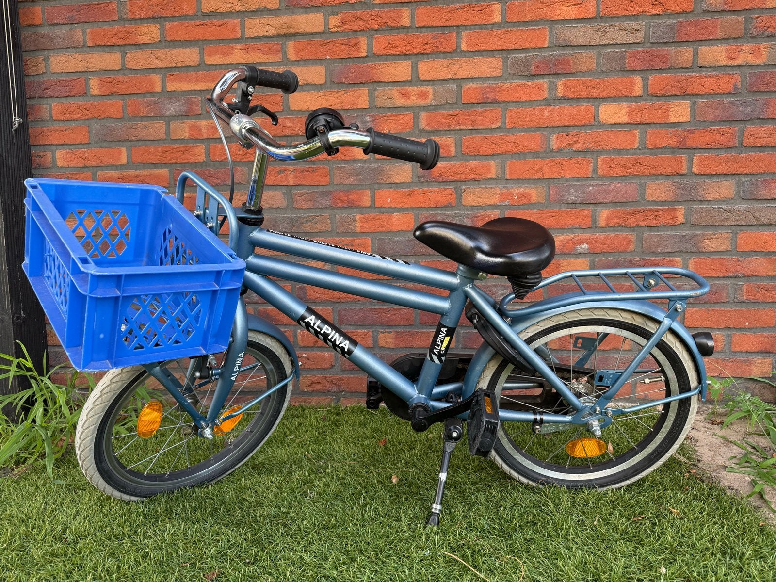 Alpina Cargo jongensfiets 16 inch met kratje en slot, Ophalen, Zo goed als nieuw, Terugtraprem, 16 tot 20 inch