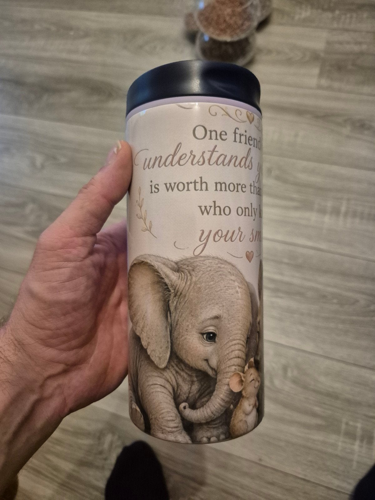 RVS Tumbler met dierenprint en inspirerende tekst, Huis en Inrichting, Ophalen of Verzenden, Nieuw, Metaal, Meerkleurig
