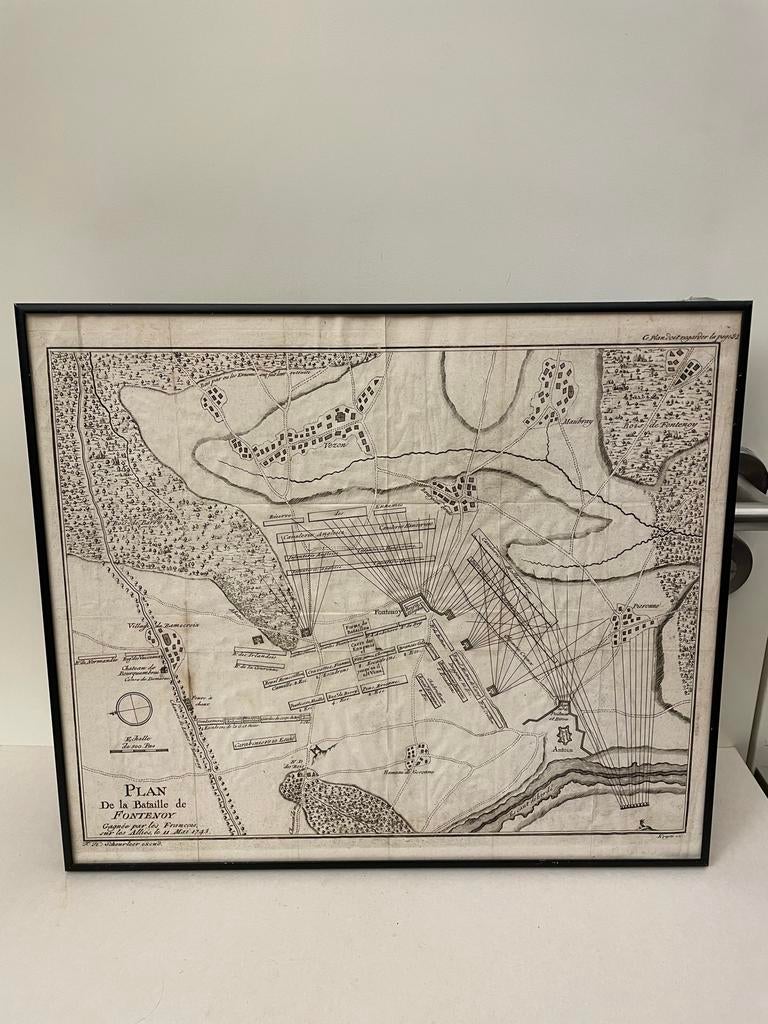 Historische Kaart Slag bij Fontenoy (1745) - Oostenrijkse Su, Boeken, Gelezen, Voor 1800, Ophalen of Verzenden, Landkaart