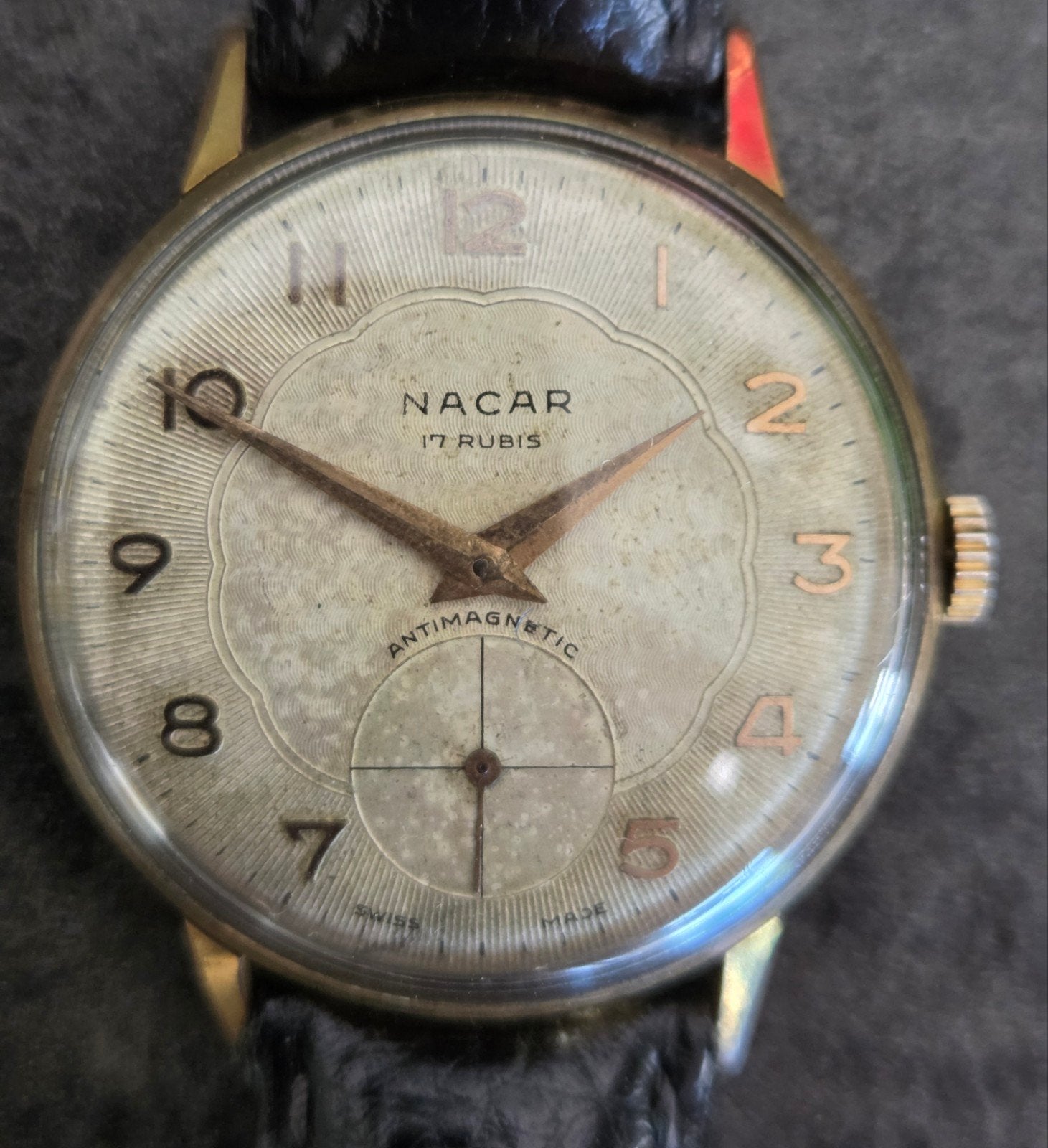 Nacar jaren 50 herenhorloge, zeer mooi!, Overige merken, Staal, Met bandje, Polshorloge