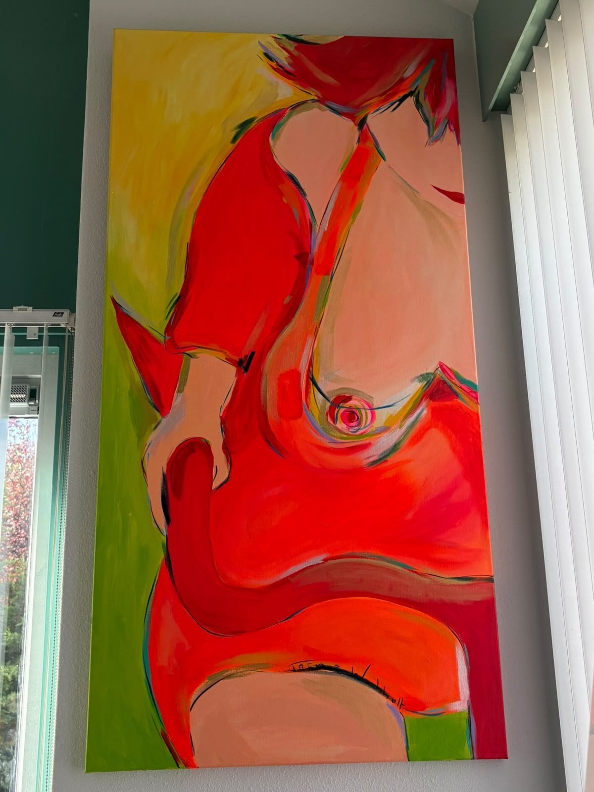 Groot Schilderij Trijnie Wubbolt - Abstract Figuratief, Antiek en Kunst, Ophalen