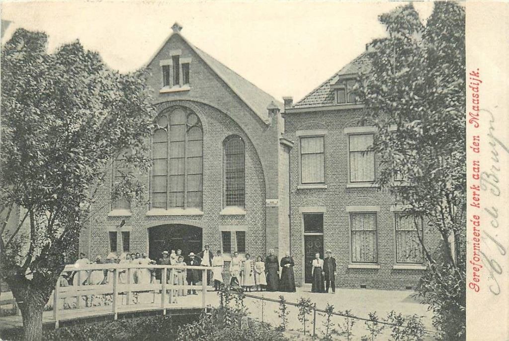 388-195-053 Maasdijk Kerk, Verzamelen, Ansichtkaarten | Nederland, Verzenden, Voor 1920, Zuid-Holland