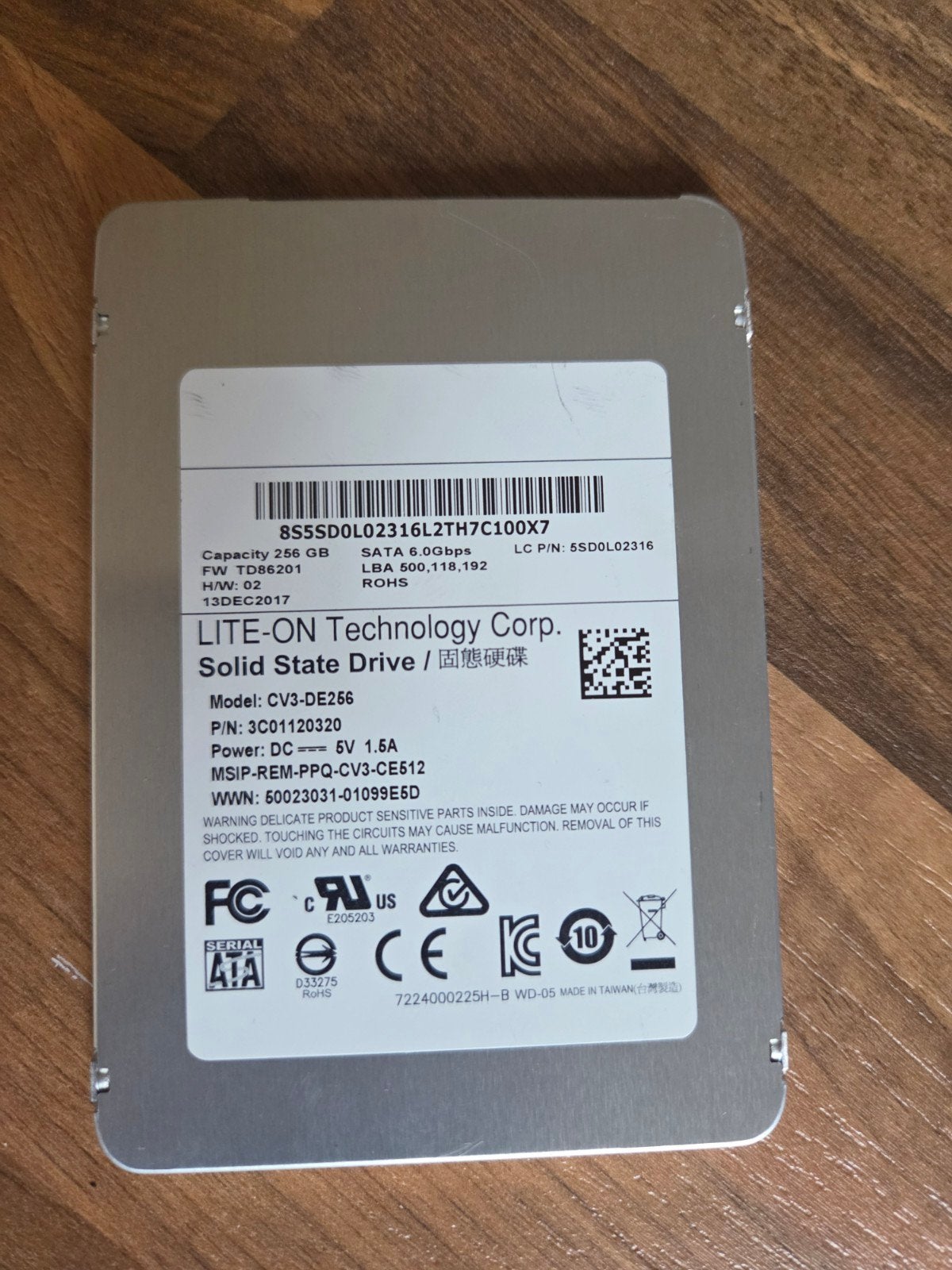 256GB SSD SATA, Computers en Software, Ophalen, Intern, Gebruikt, LITE-ON